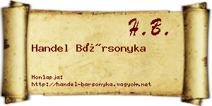 Handel Bársonyka névjegykártya